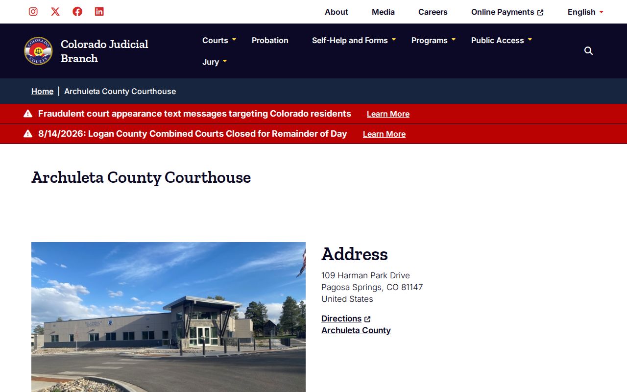 Archuleta County court docket Justice Center location