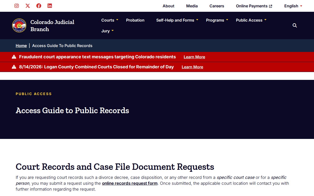 Archuleta County case search public records access guide