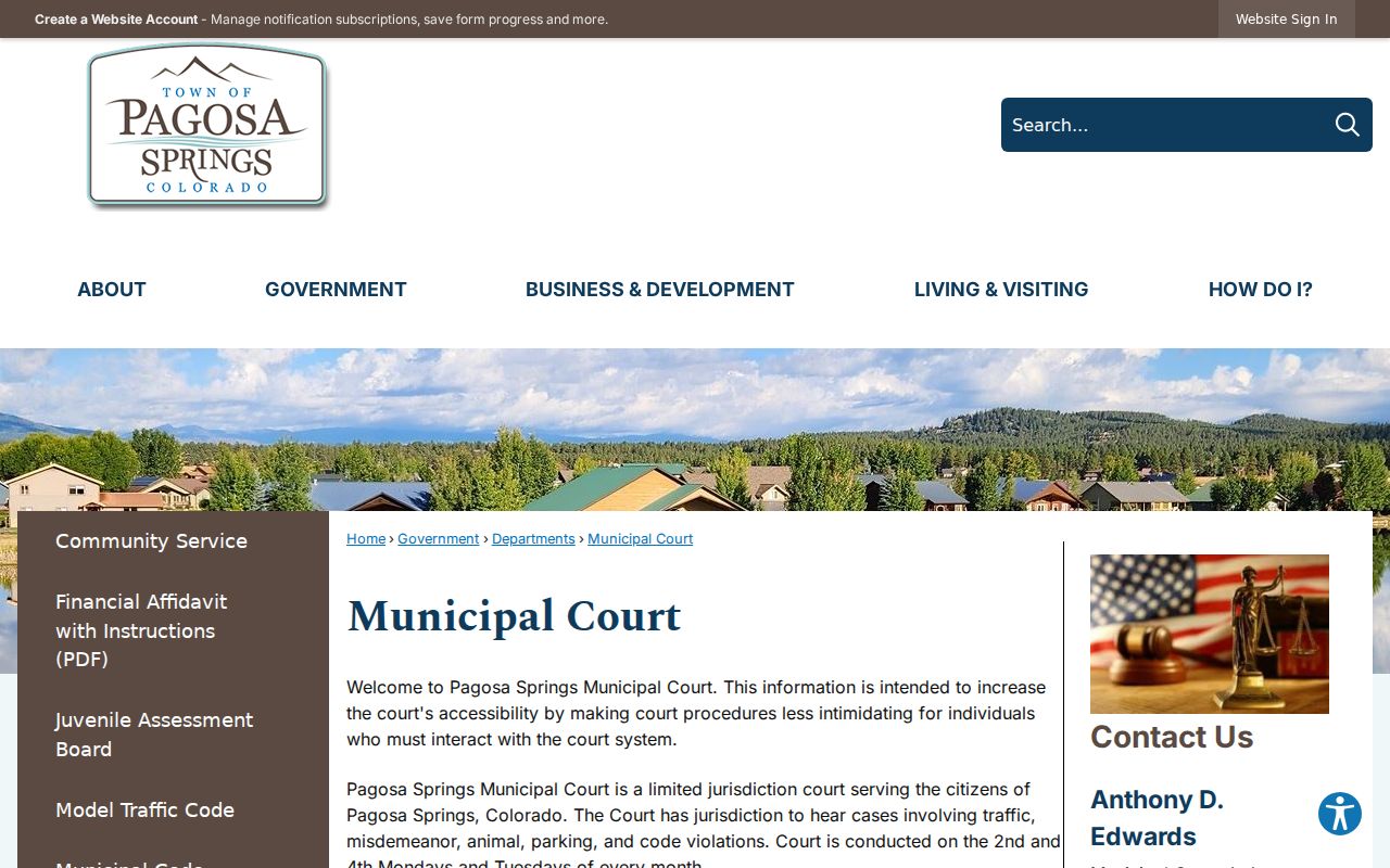 Pagosa Springs court docket Municipal Court page
